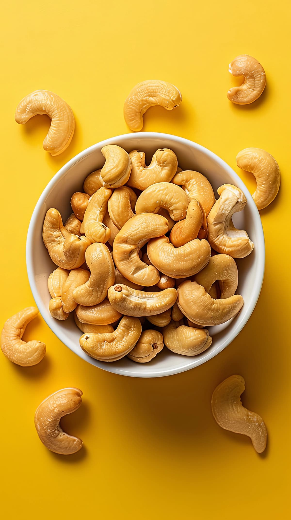 Sariq fonda kaju yong'oqlari kosasi | Bowl cashew nuts yellow background