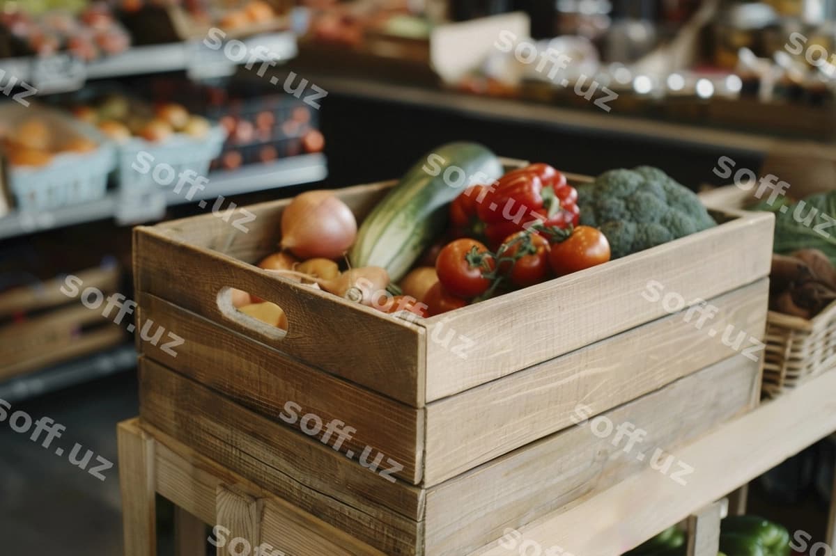 Quticha yangi ovqat namunasi | Box with fresh food mockup
