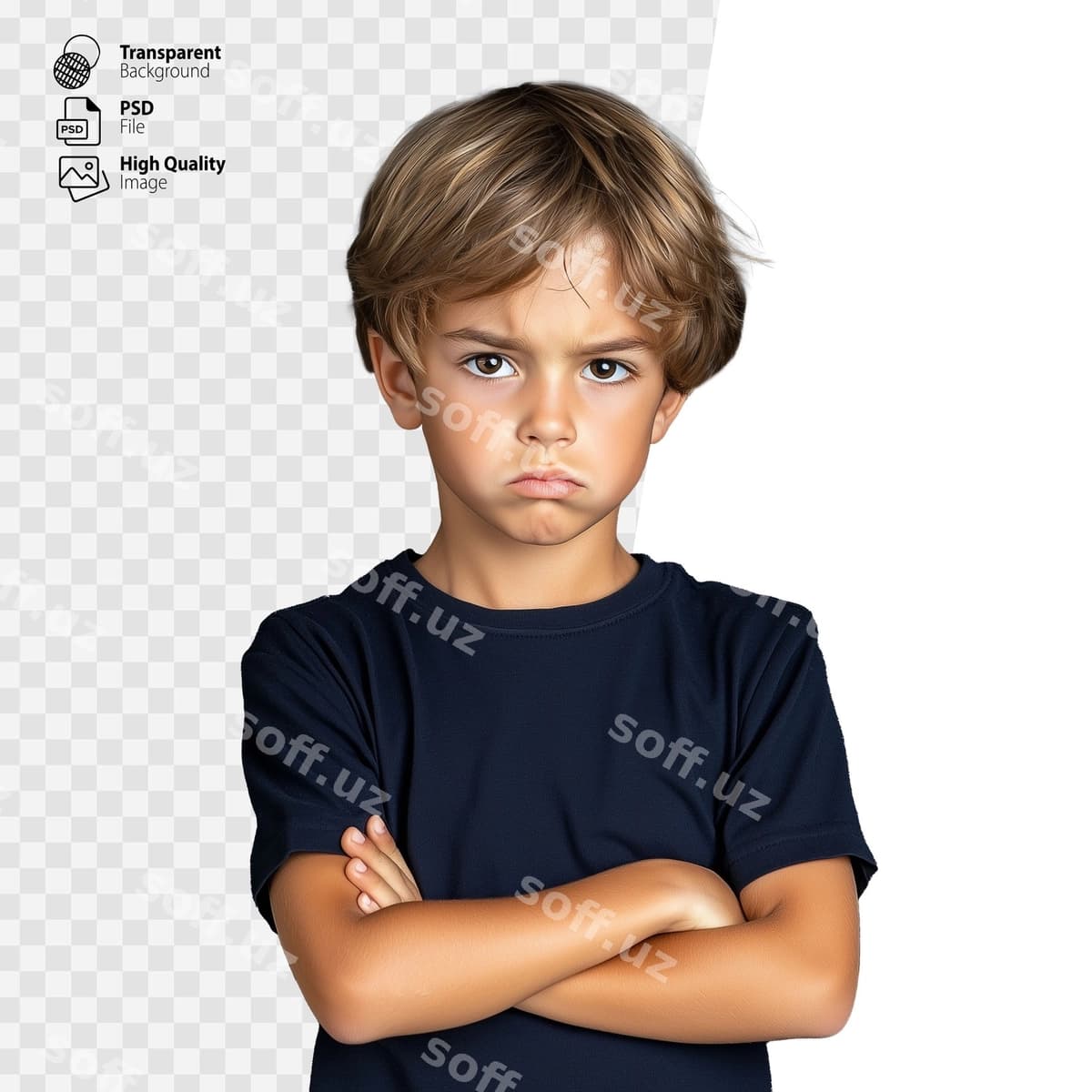O'g'il qo'llari kesilgan jiddiy yuz | Boy with crossed arms serious face
