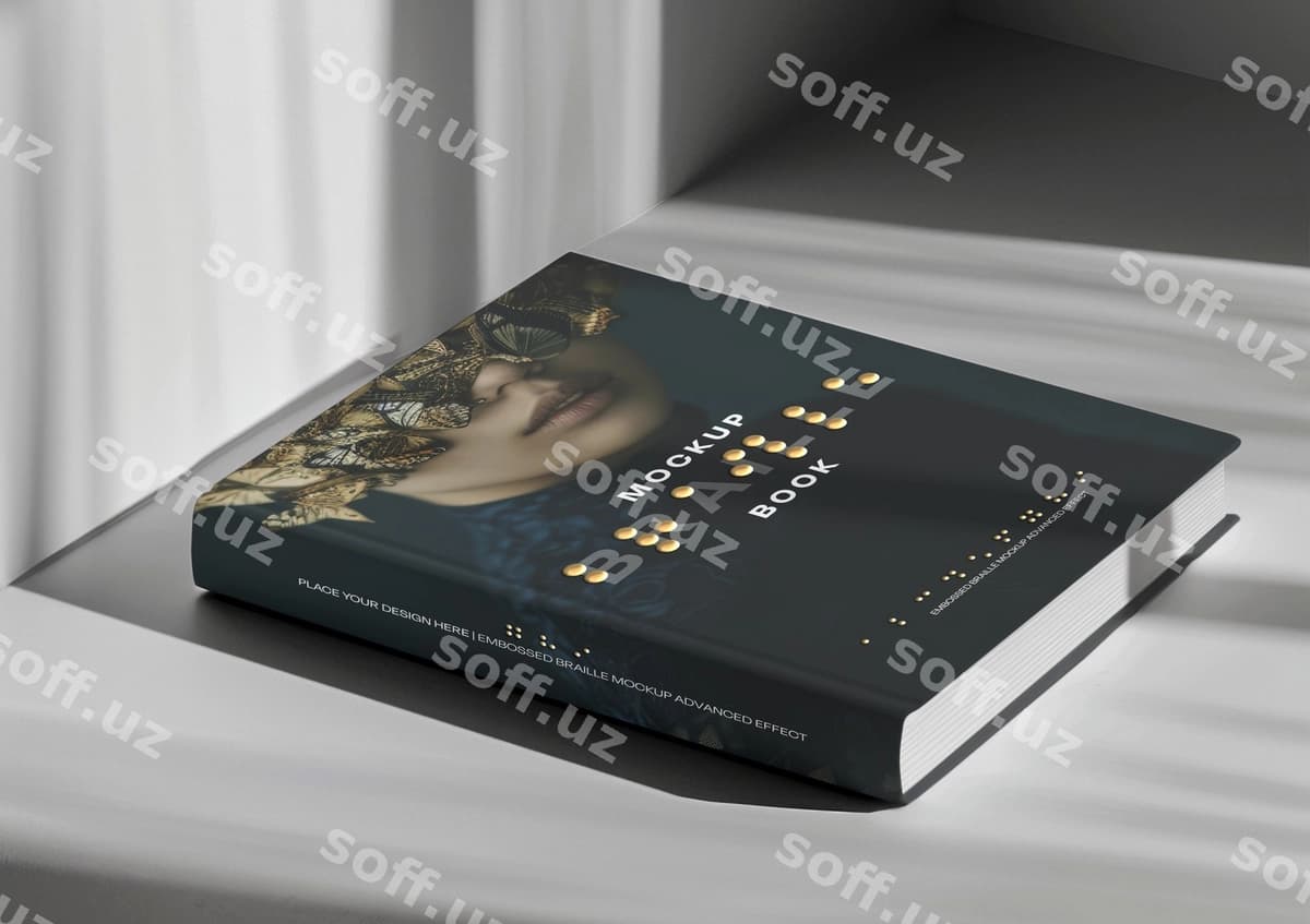 Braill kitobi ichki namuna | Braille book indoors mockup