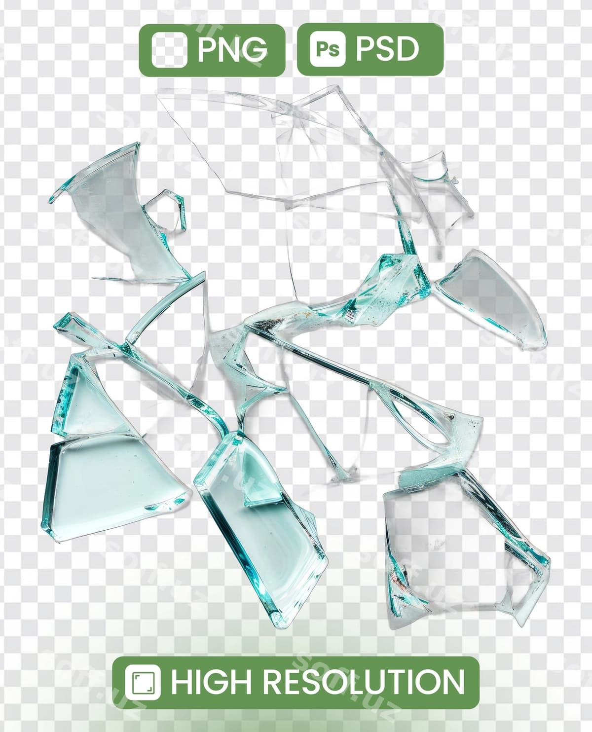 Buzilgan shisha dara gichirli chetki bilan | Broken piece glass with jagged edge