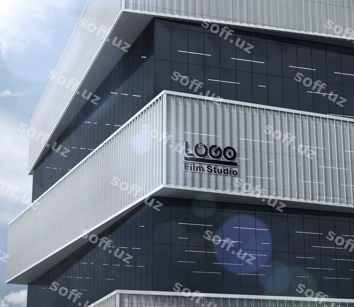 Bino burch 3d logotip namunasi | Building corner 3d logo mockup
