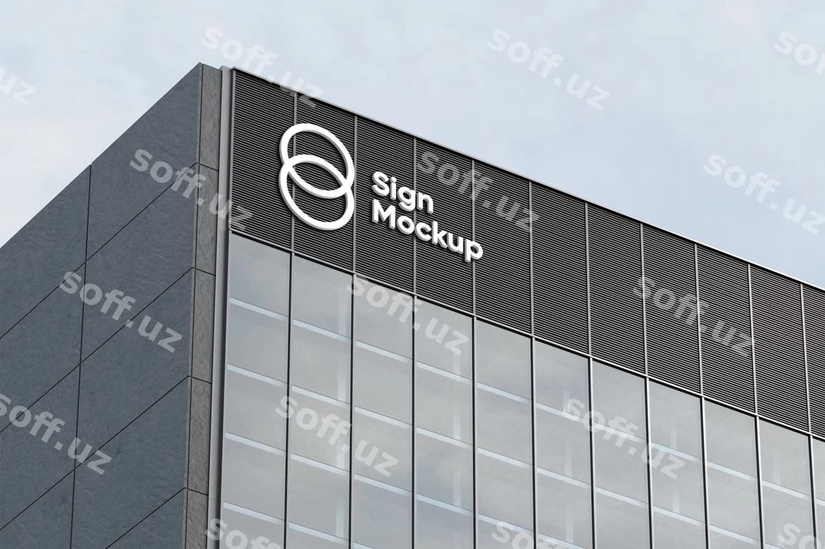 Binoda belgi namunasi | Building sign mockup