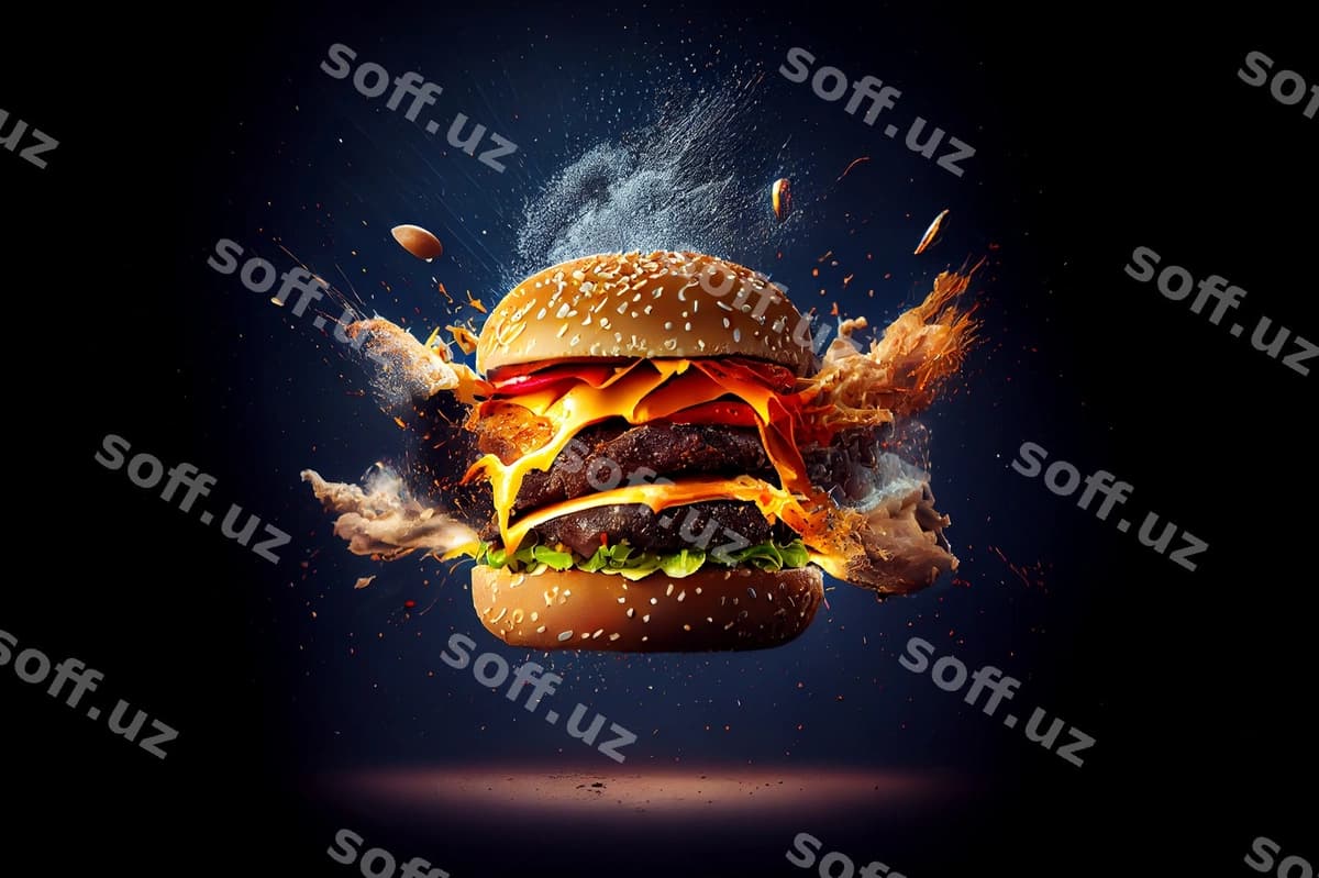 Burger qora orqa fonda generativ AI | Burger dark background generative ai