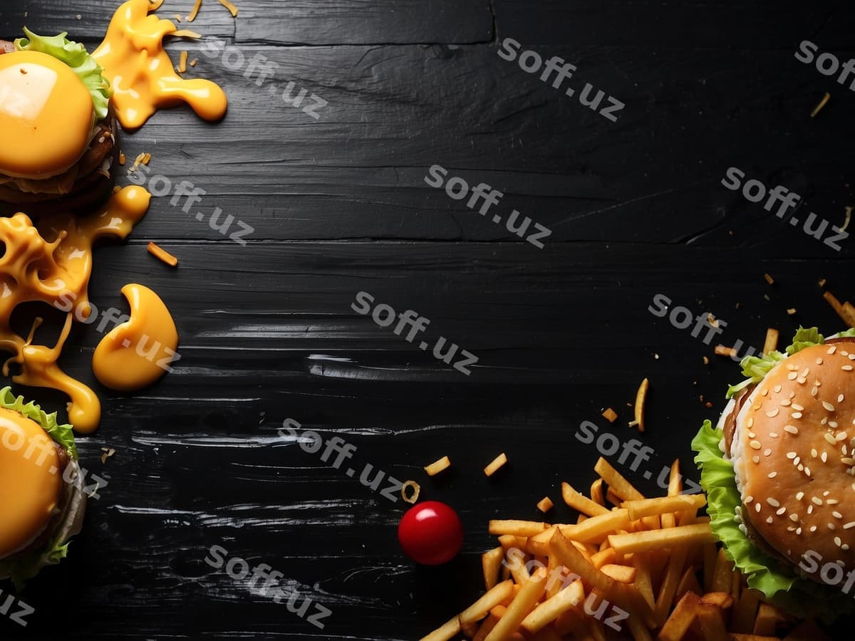 Burger with black wooden background | Burger with black wooden background