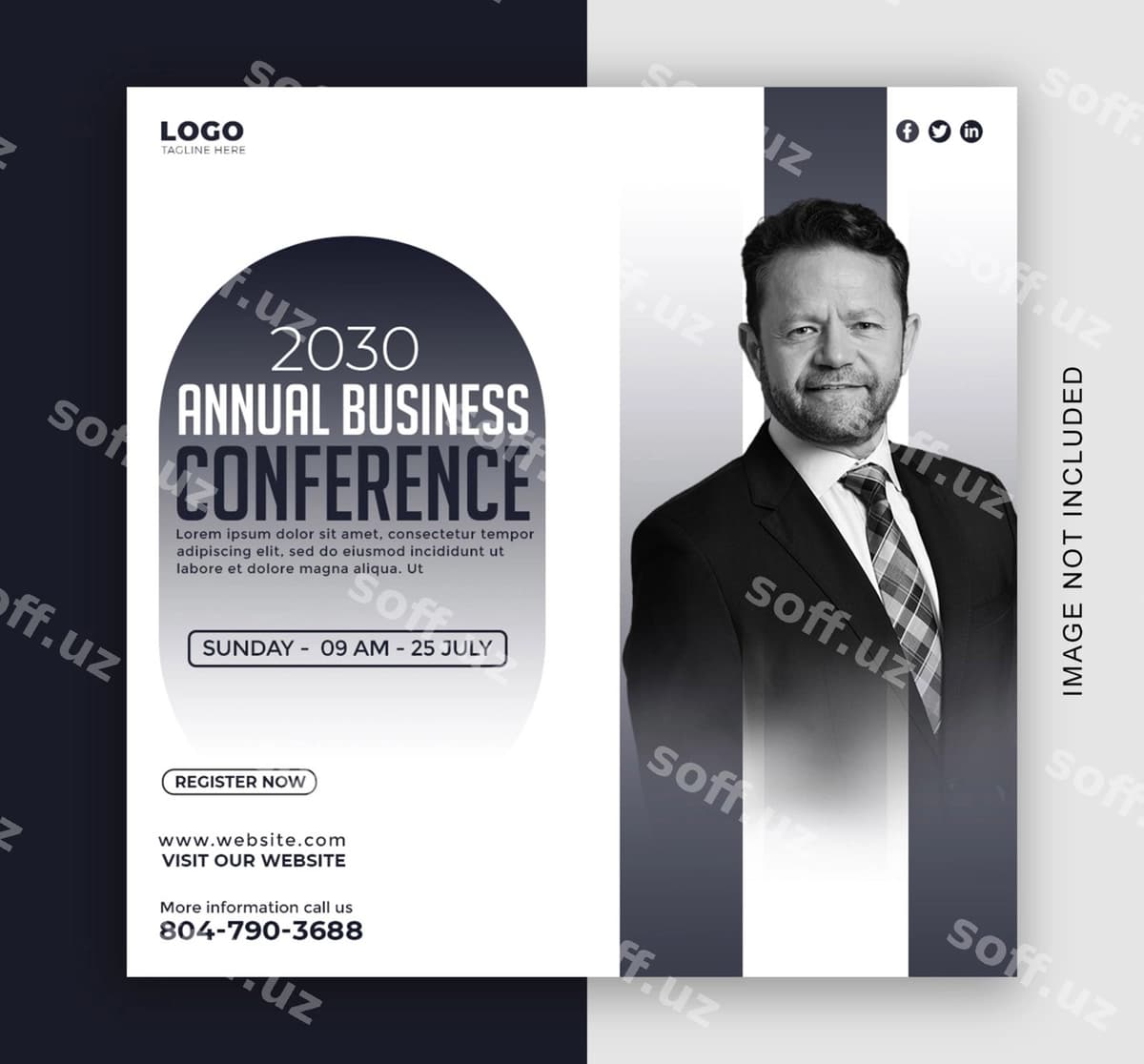 Biznes vizit kartasi erkak kostyum va galstuk bilan | Business card with man suit tie
