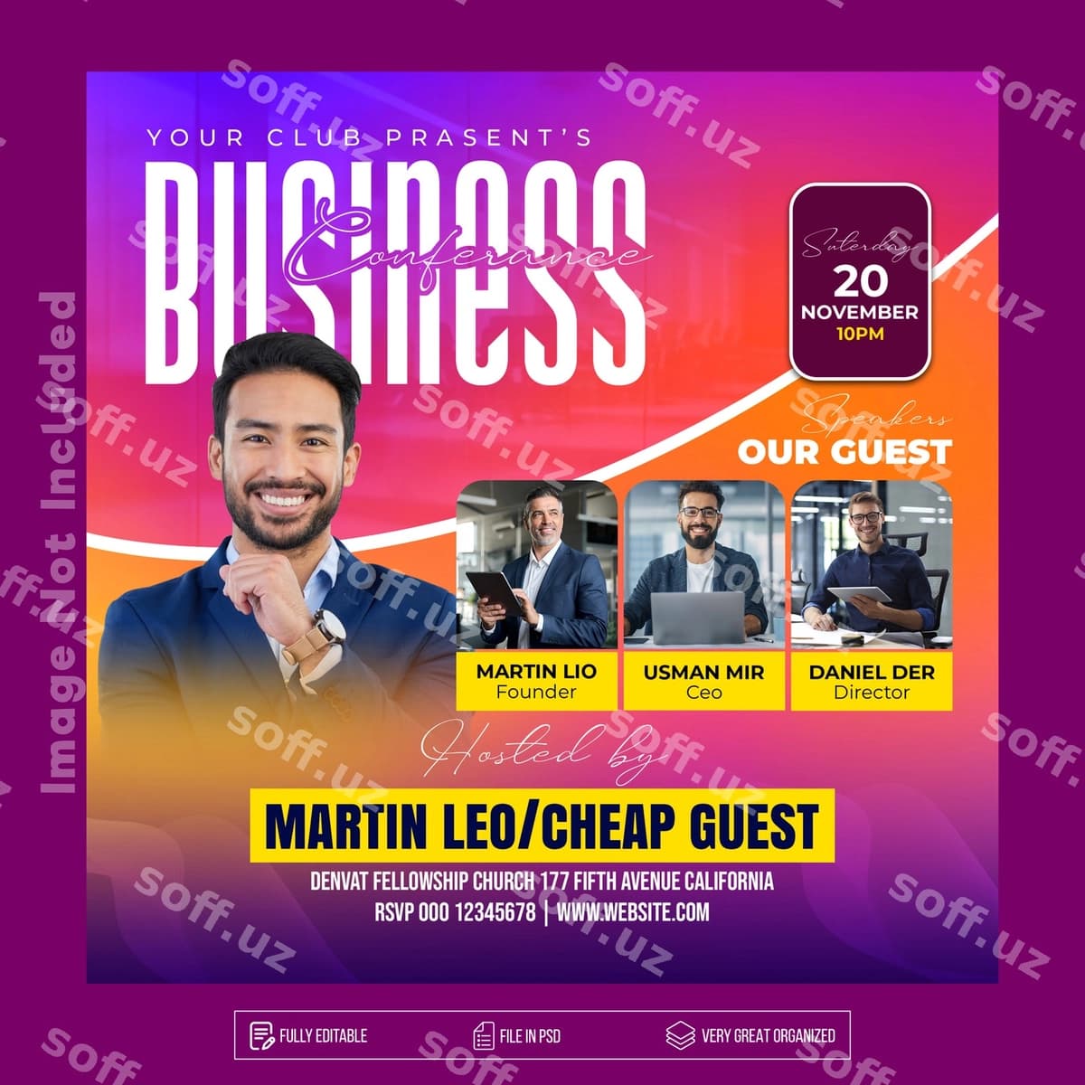 Biznes konferensiya ijtimoiy tarmoqlar banneri | Business conference social media banner