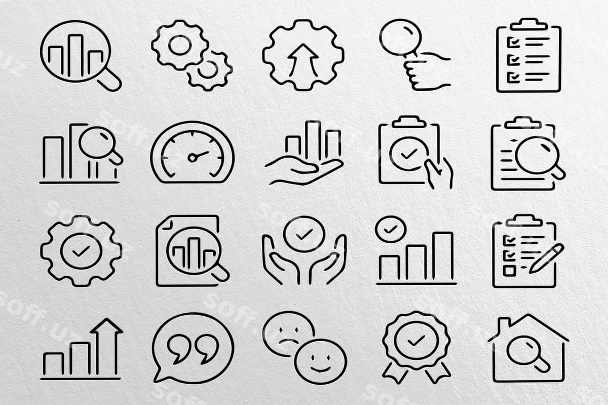 Biznes maʼlumotlar tahlili ikonlar toʻplami | Business data analysis icon set