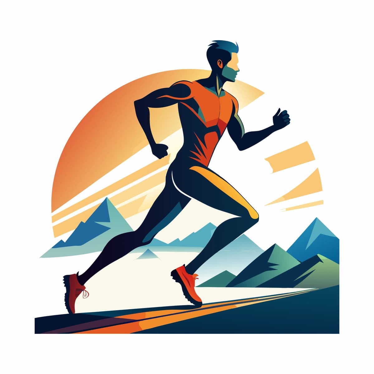 Oldindan quyosh nuri ostida yugurayotgan odam | Man running front sun him