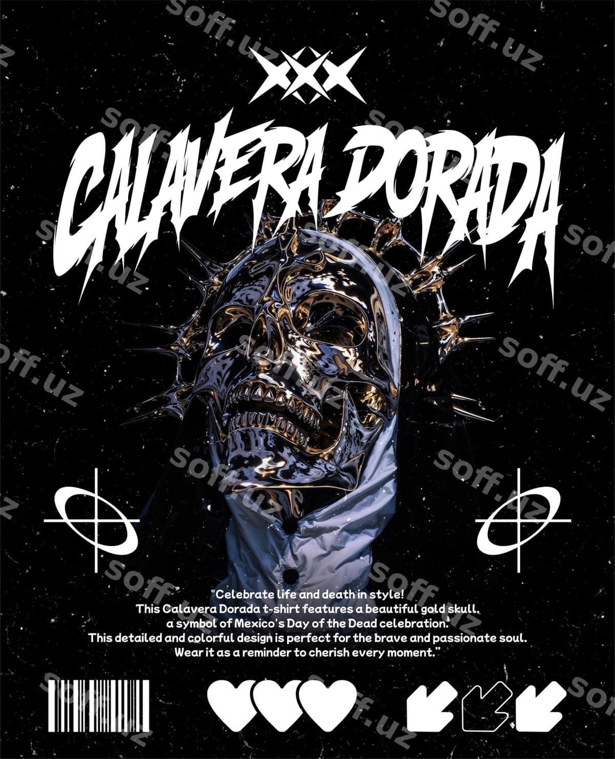 Oltin berkut futbolka dizayni | Calavera dorada tshirt design
