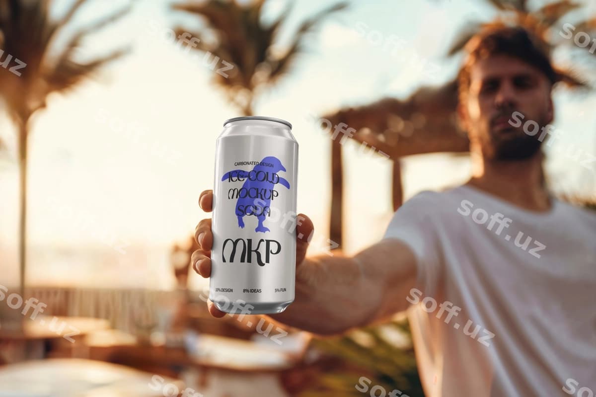 Mockup buz bilan atrat qilinishi mumkin | Can mockup surrounded by ice
