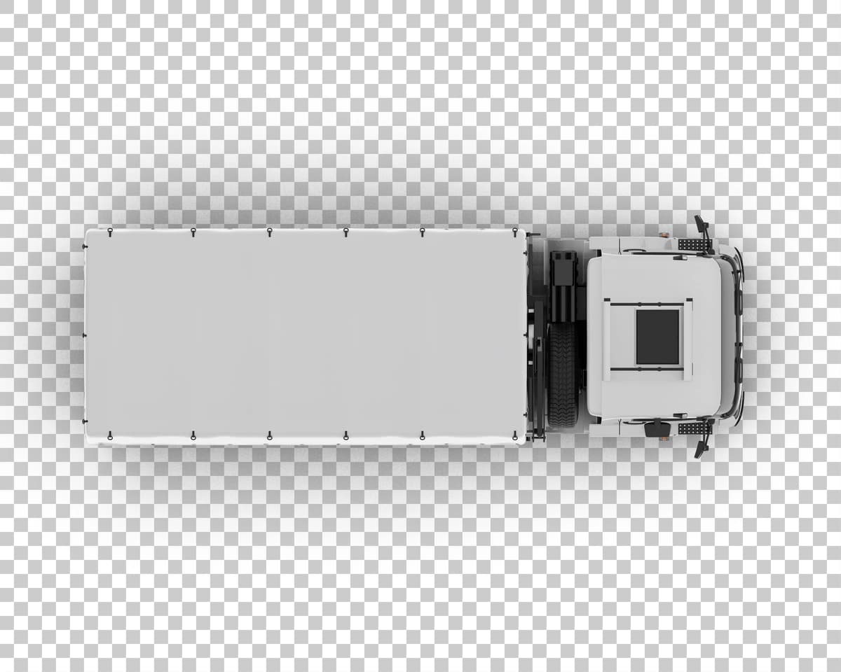 Psd yuk mashinasi maketi izolyatsiyalangan shaffof fon 3D renderlash | Psd cargo truck mockup isolated transparent background 3d rendering