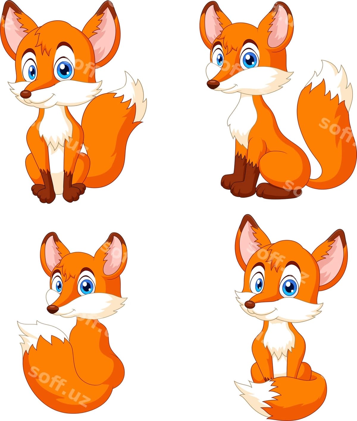 Karyakatur kichik tulki to'plam komplekti | Cartoon little fox collection set