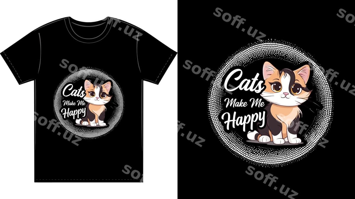 Mushuklar meni xursand qiladi futbolka dizayni | Cats make me happy t shirt design