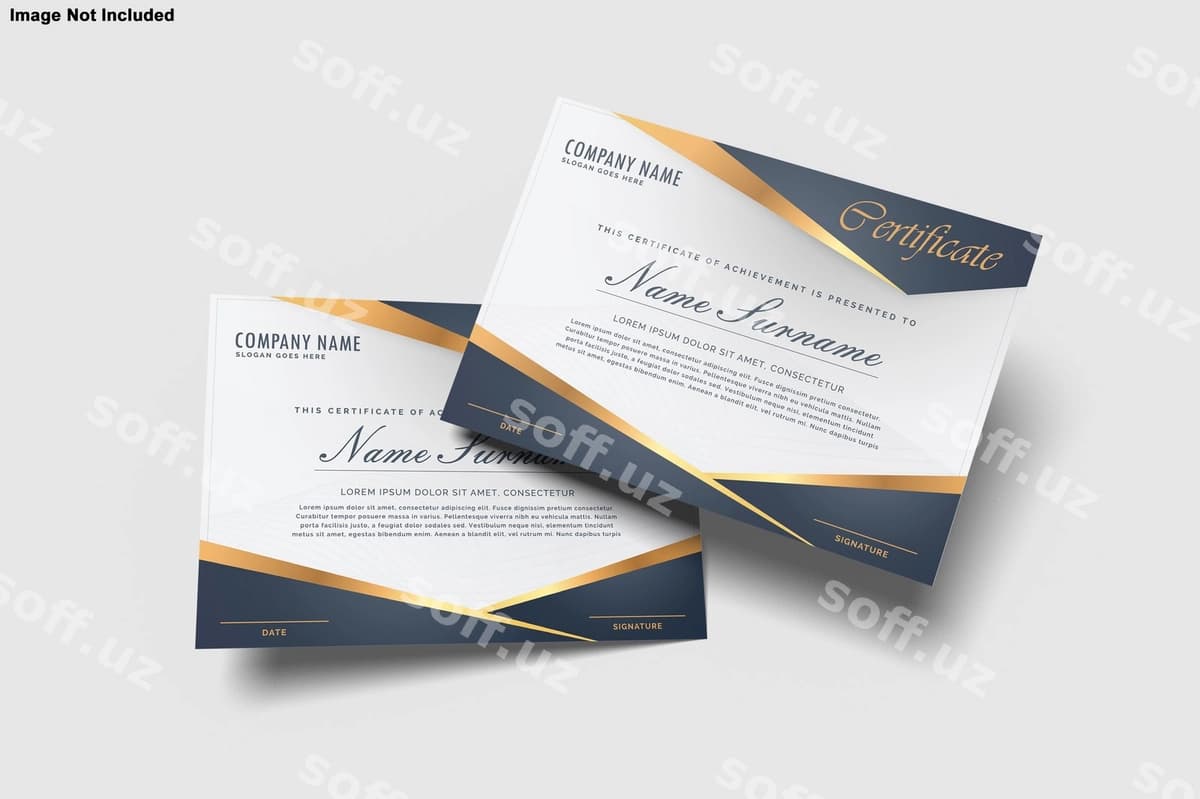 Guvohnoma dizayn namunasi | Certificate design mockup
