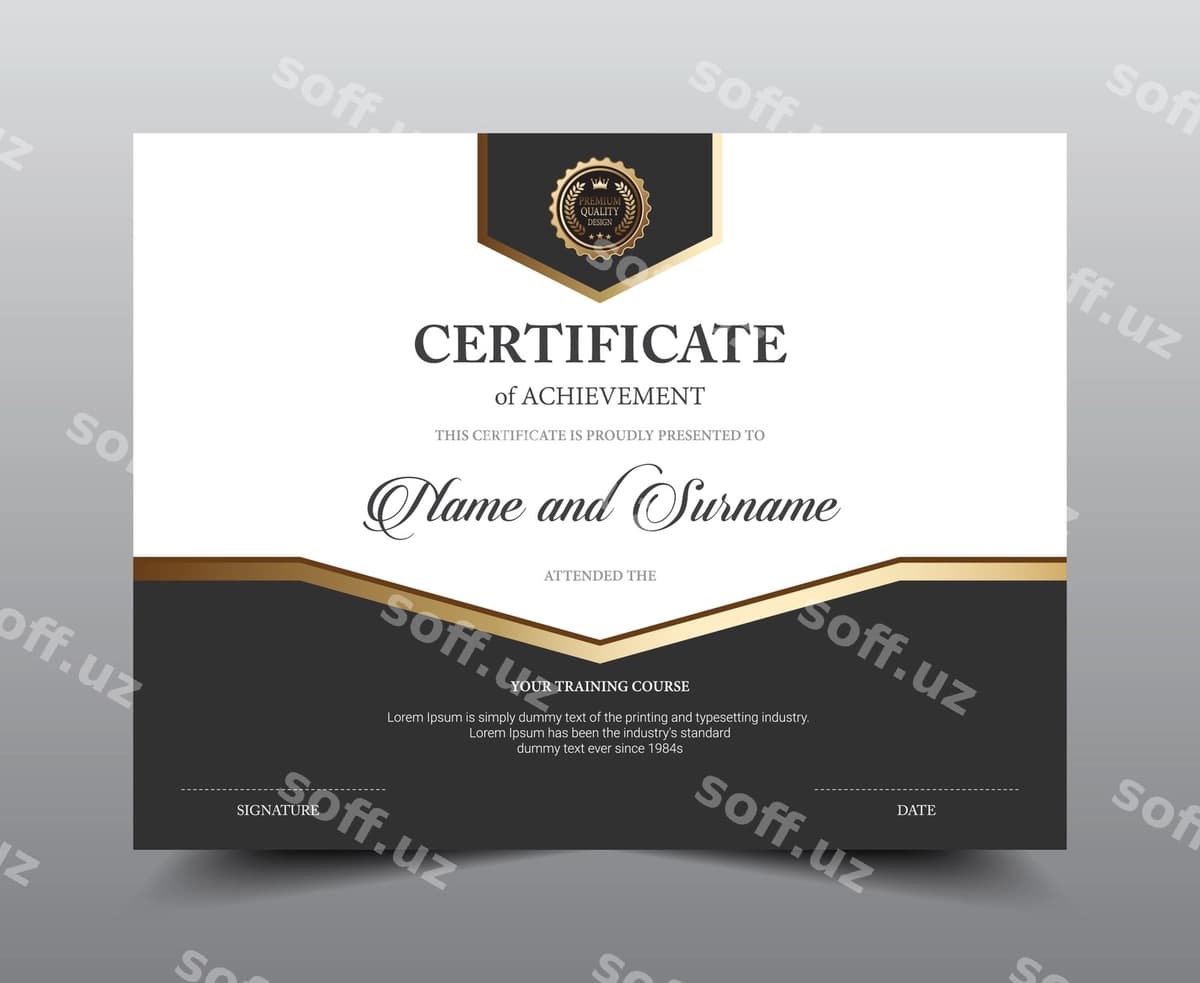 Guvohnoma joylashuvi shablon dizayni | Certificate layout template design