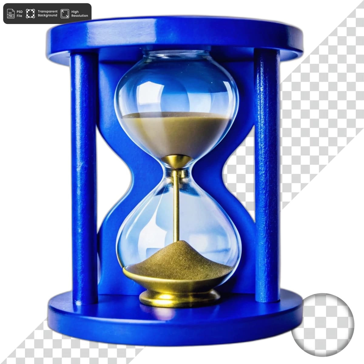 Qum tushayotgan moviy qum soati | Blue hourglass with sand falling