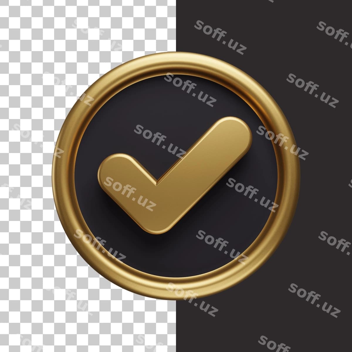 Chek ikonka oltin 3D | Check icon gold 3d