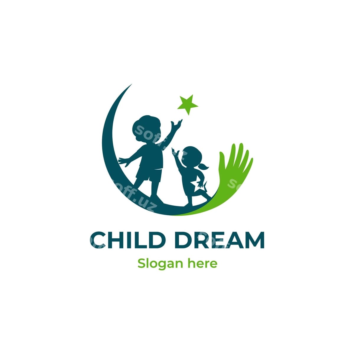 Bolalarni parvarish qilish logotipi, o'sib borgan bolalar logotipi | Child care logo growing child logo