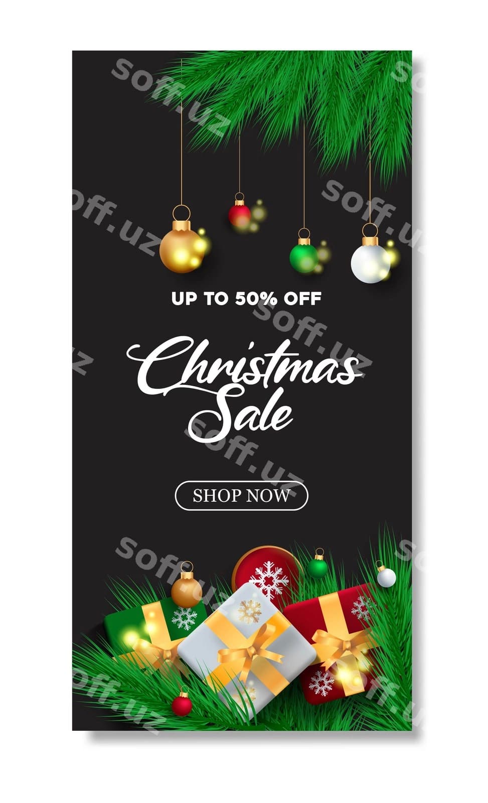 Rojdestvo aktsiyasi maxsus taklif posteri | Christmas sale special offer poster