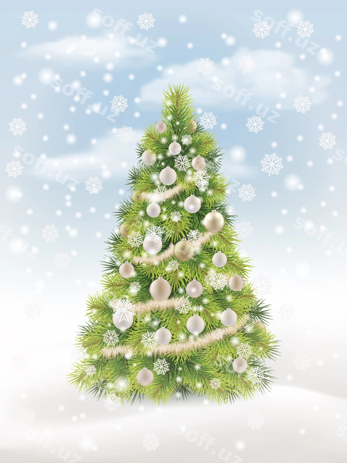 Yangi yil uy shtory qor mehrob | Christmas tree snowflakes