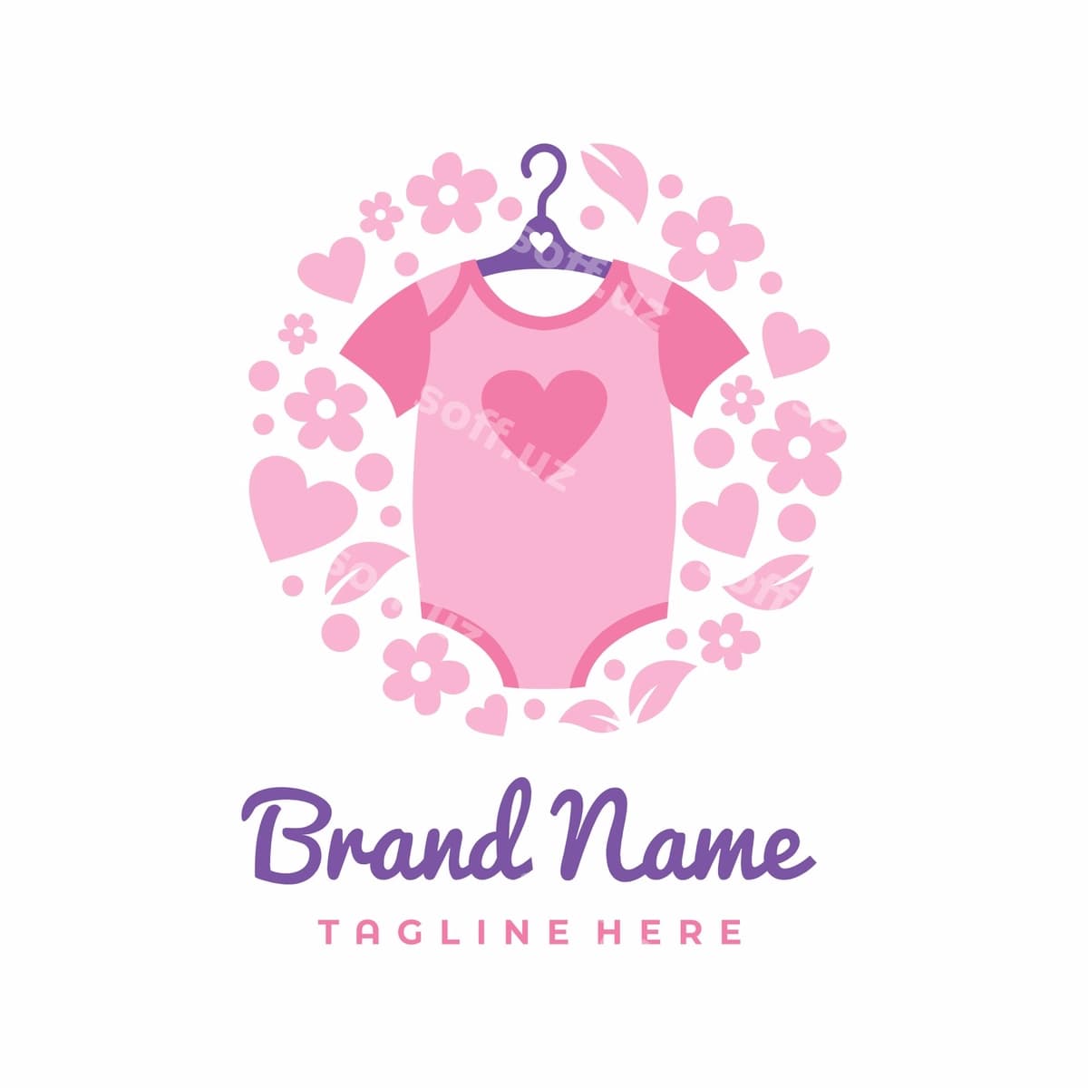 Doira gullar bolalar kiyimlari logo dizayni | Circle flowers baby clothes logo design