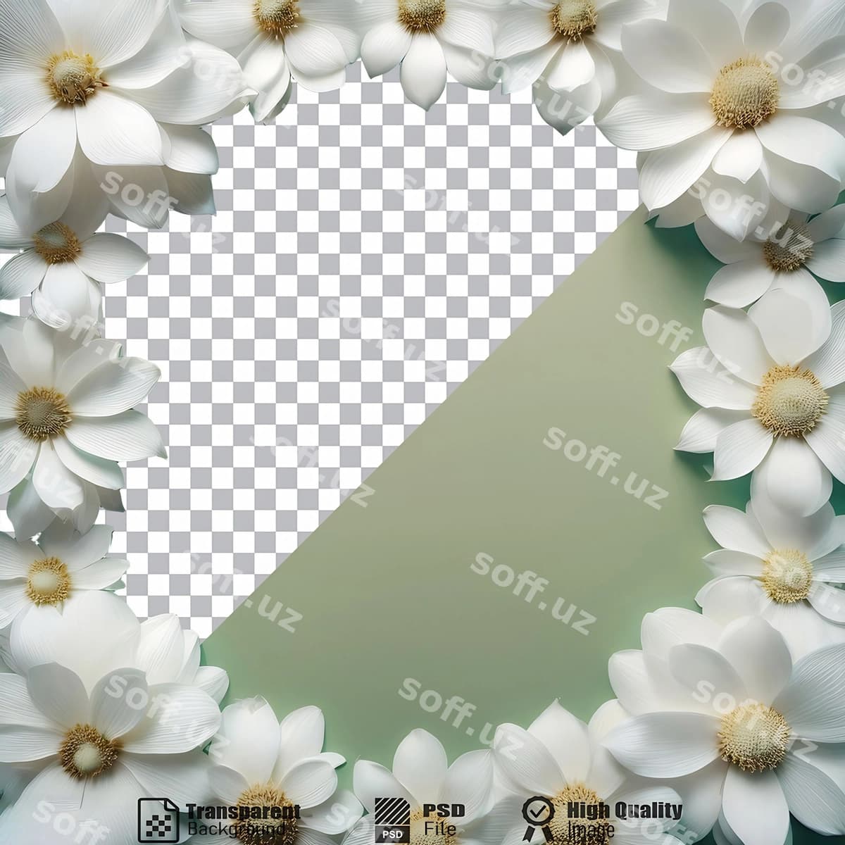 Doira, oq gulari, ramkalar, bo'sh joy | Circle white flowers frames blank space