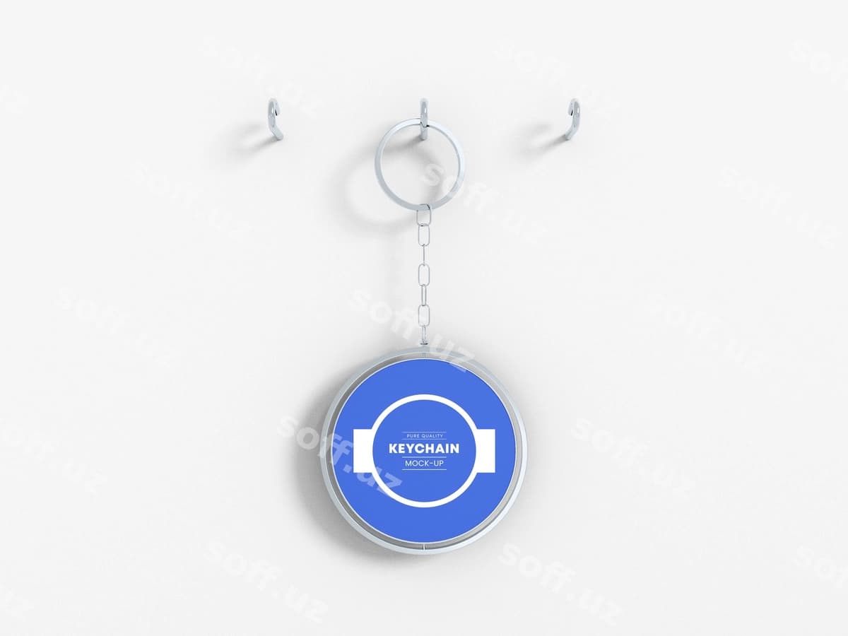 Aylanma metal kalit ip namunasi | Circular metal keychain mockup