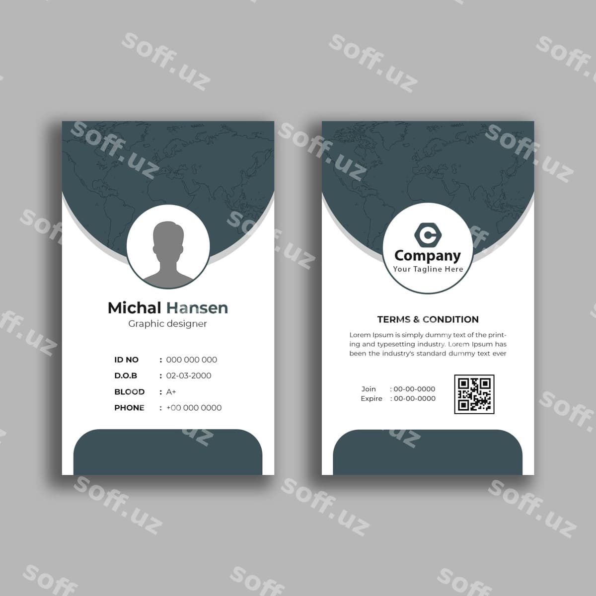 Sodda va toza identifikatsiya kartochkasi dizayni | Clean simple id card design