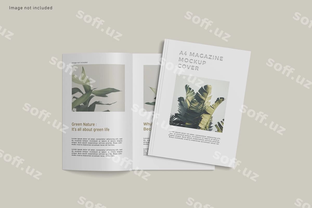 Yaqin rasm magazin varaqi namuna ajraltirilgan | Close up magazine cover mockup isolated