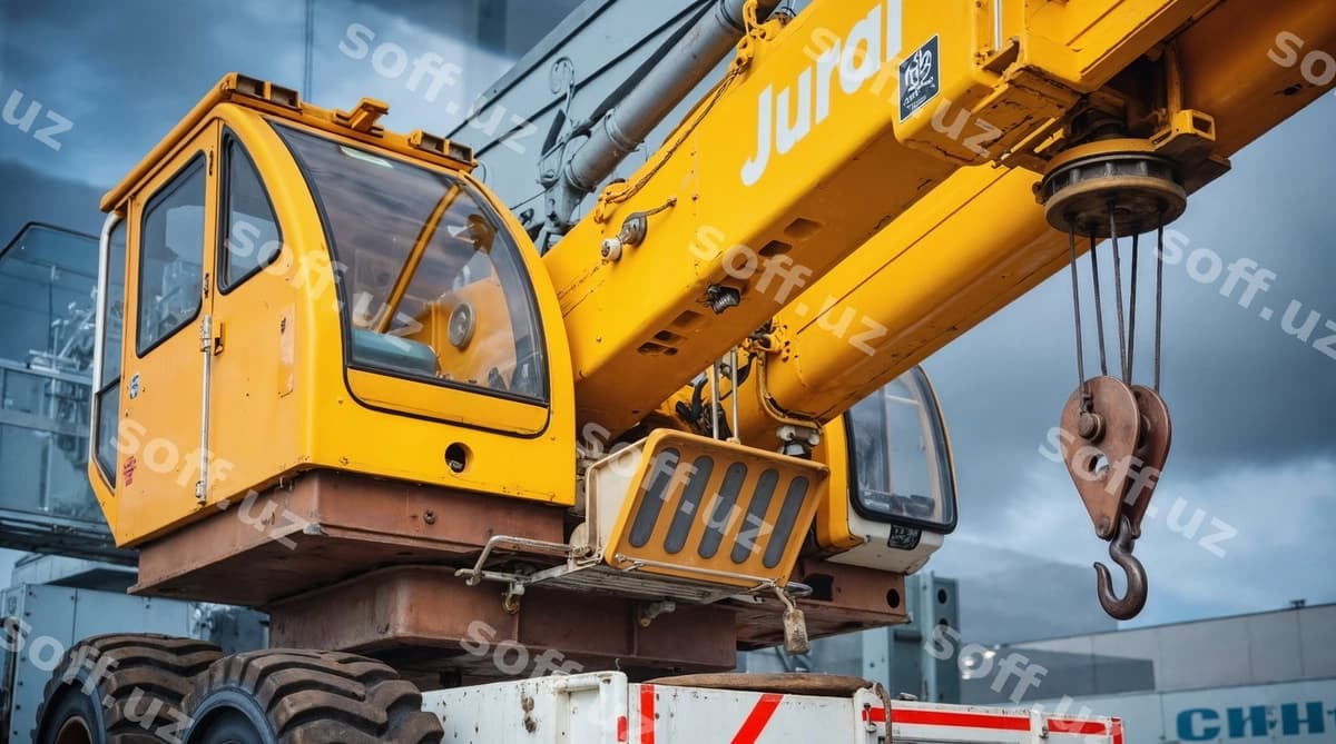 Yaqin rasmda sariq qurku qurilish joyi | Close up yellow crane construction site