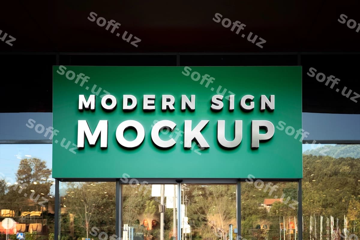 Kiyim do'kon shahar belgisi model | Clothing store city sign mockup