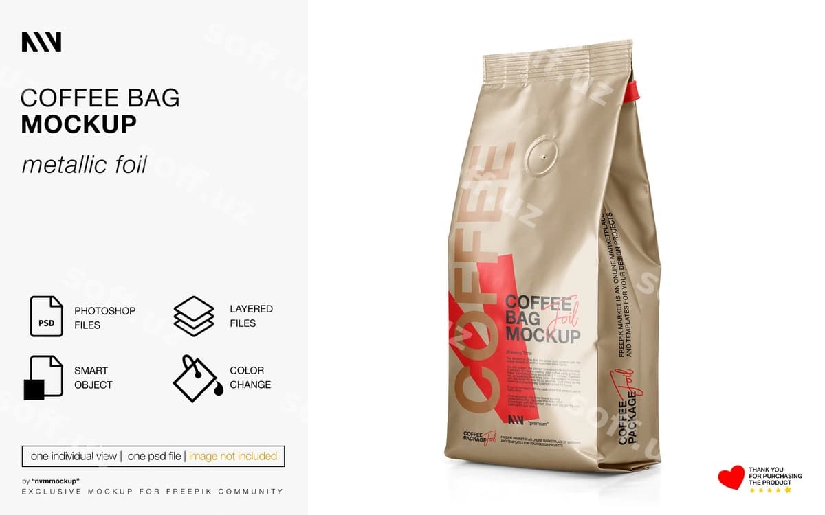 Kofe bagasi mockup | Coffee bag mockup