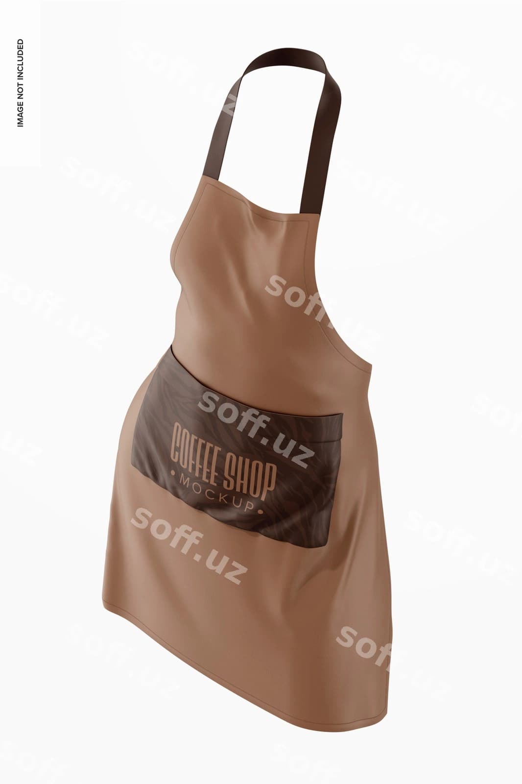 Kofe shop fartar namunasi perspektivasi | Coffee shop apron mockup perspective
