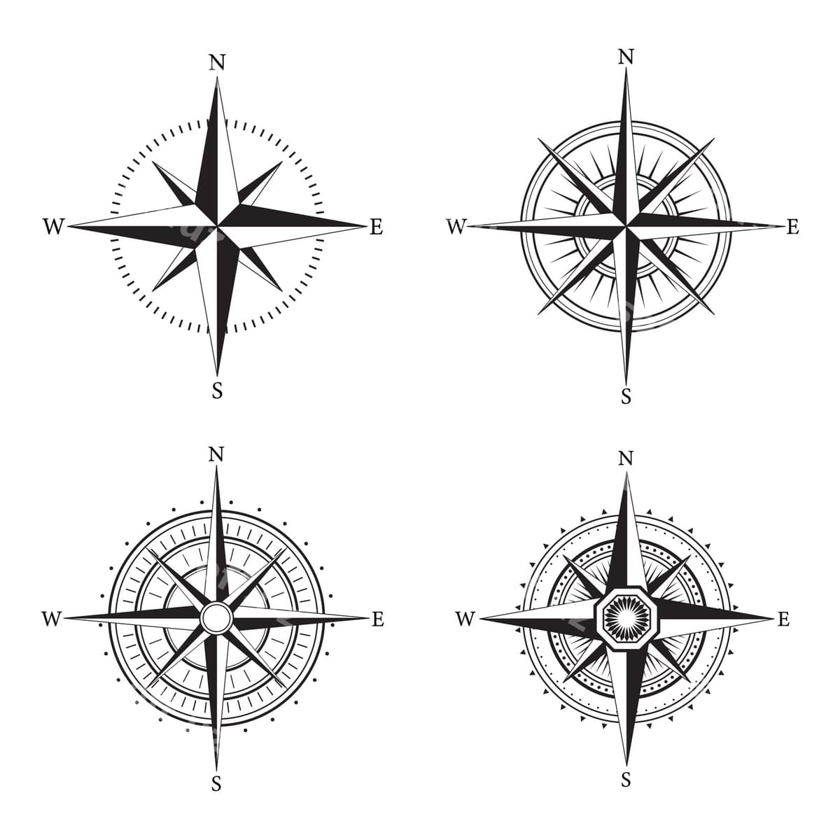 Kolleksiya monokrom kompas logotipi | Collection monochrome compass logo