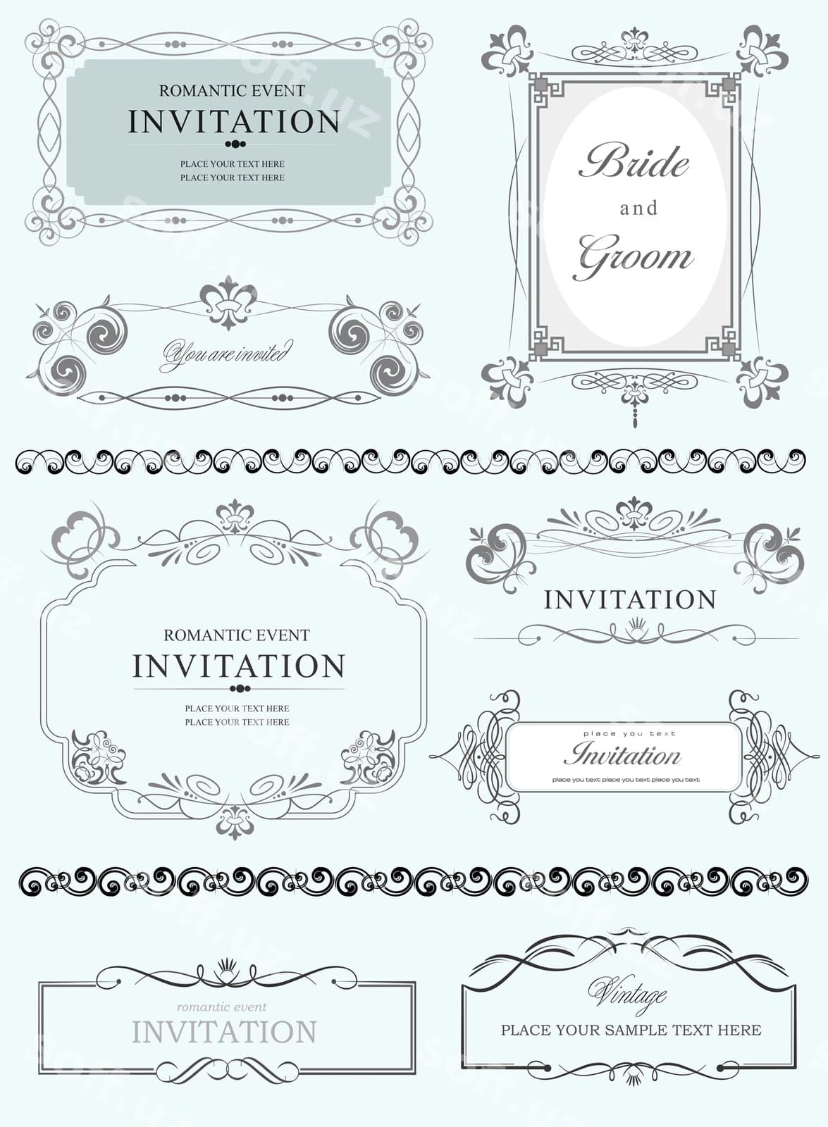Bezatilgan vektor ramkalar to'plami | Collection ornate vector frames