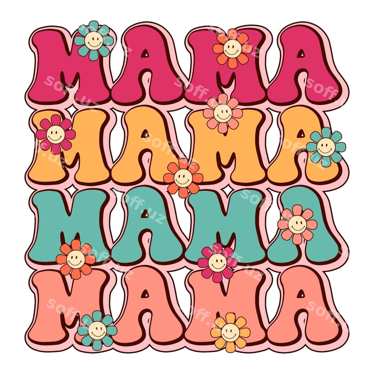 Rangarangi grafik soʻz mama soʻzlari mama | Colorful graphic word mama words mama