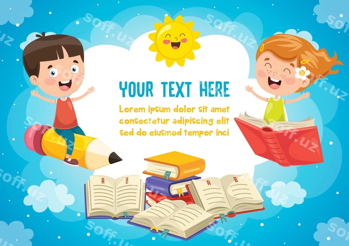 Yoqimli bolalar bilan rangli shablon | Colorful template with cute children