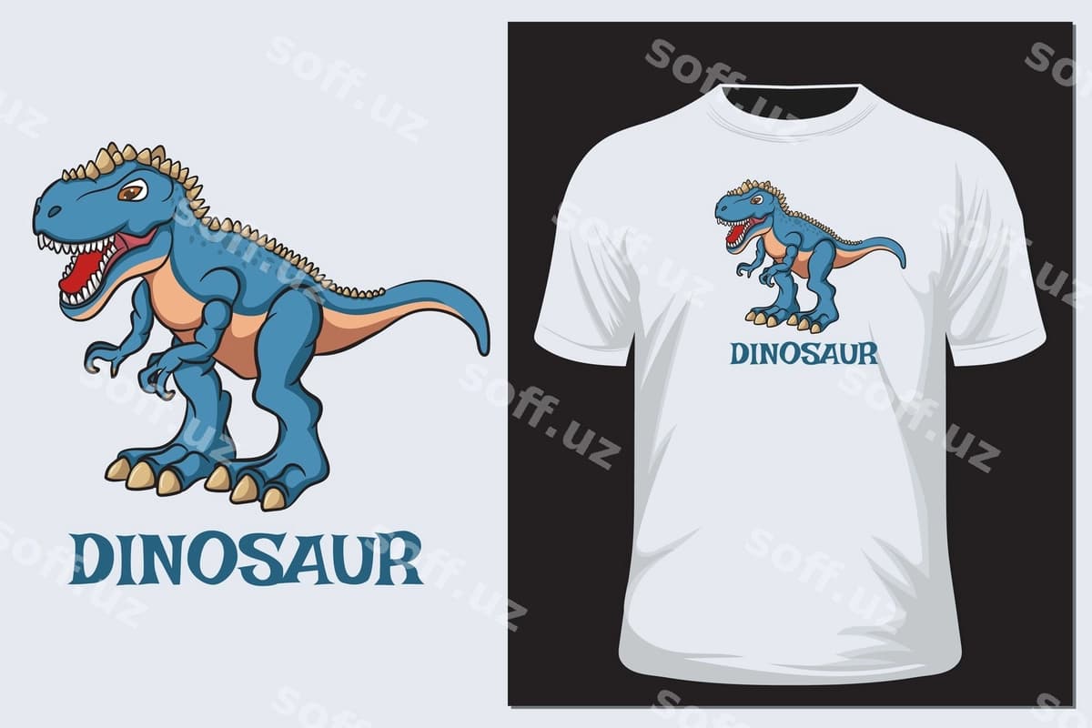 Komik dinozavr futbolkalari dizayn vektori | Comic dinosaur t shirt design vector