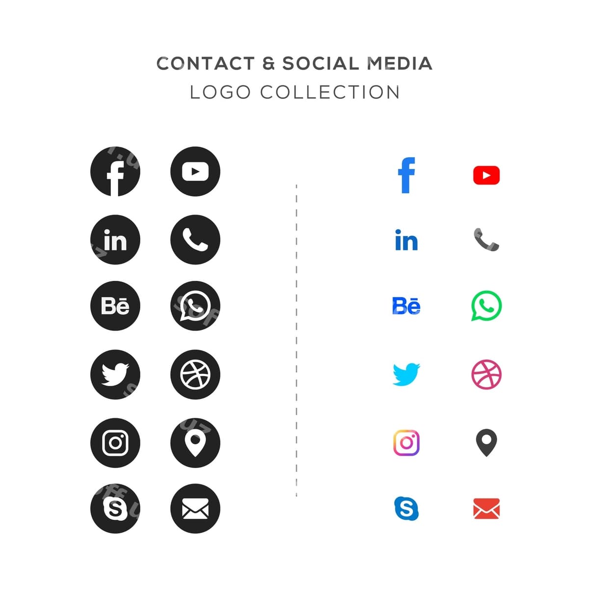 Aloqa ijtimoiy tarmoqlar logotiplari to'plami | Contact social media logos collection