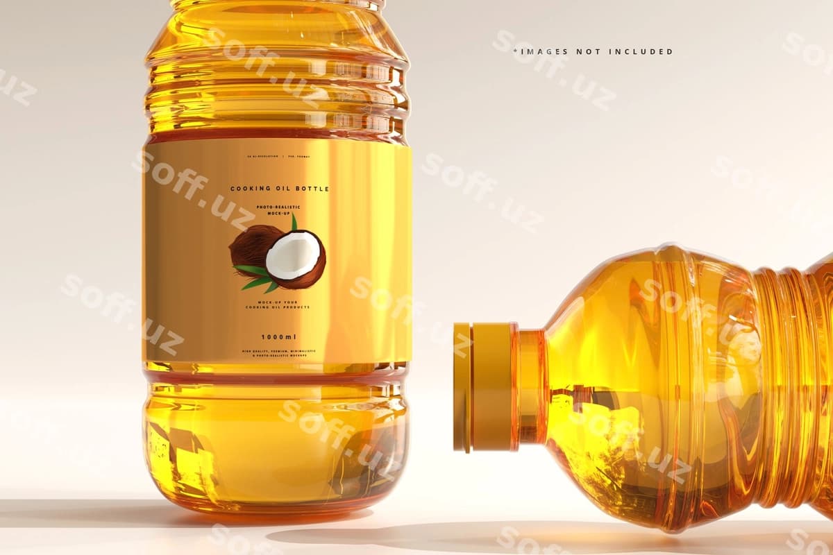 Pishiriq yog'di shisha namunasi | Cooking oil bottle mockup