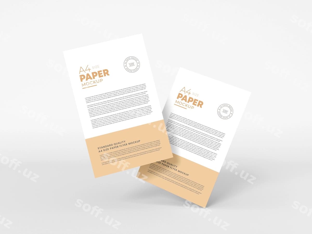 Korporativ A4 pochta varaqi qog'oz ishlari namunasi | Corporate a4 letterhead stationery mockup