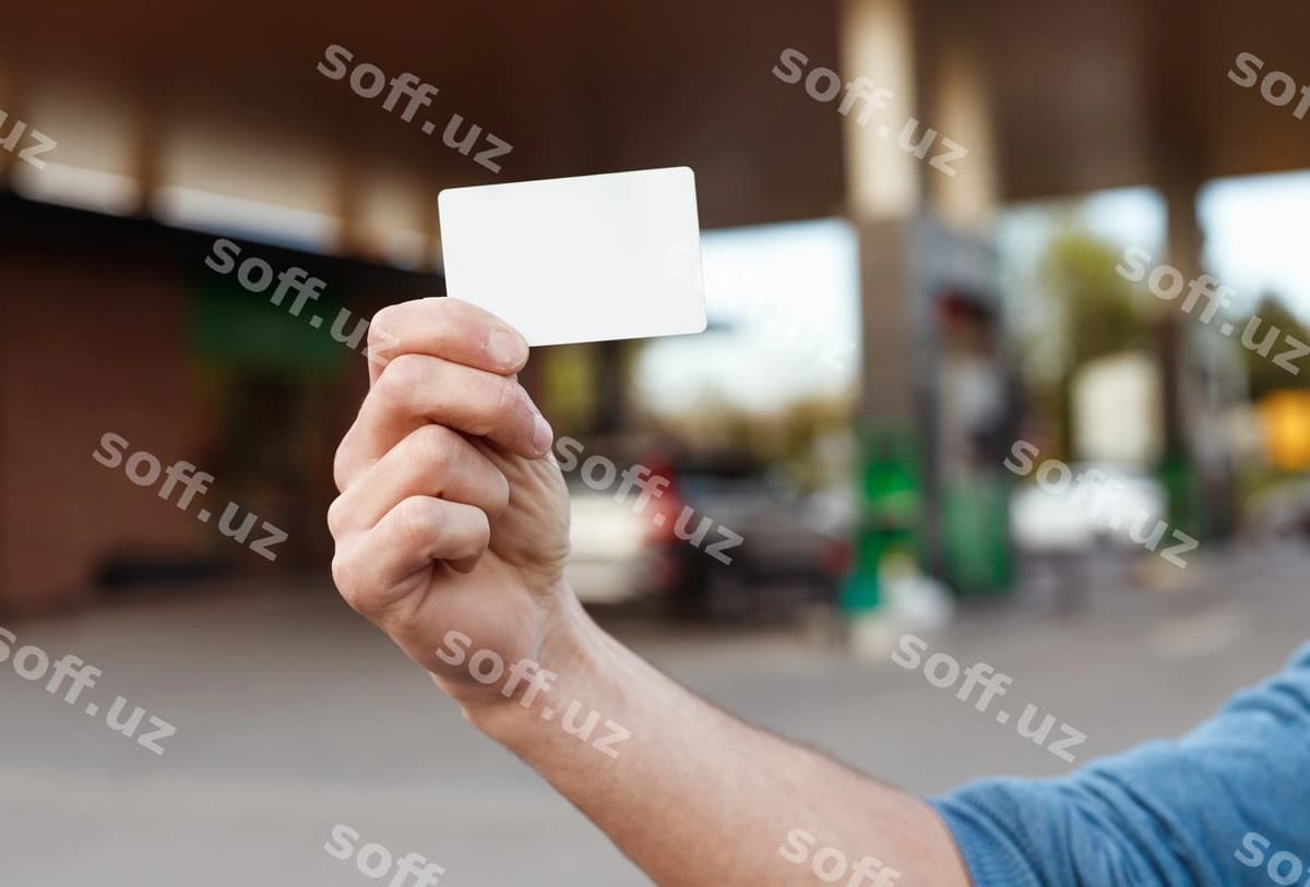 Qirqilgan qo'l bo'sh fidelity kartini ko'rsatuvchi | Crop hand showing blank fidelity card