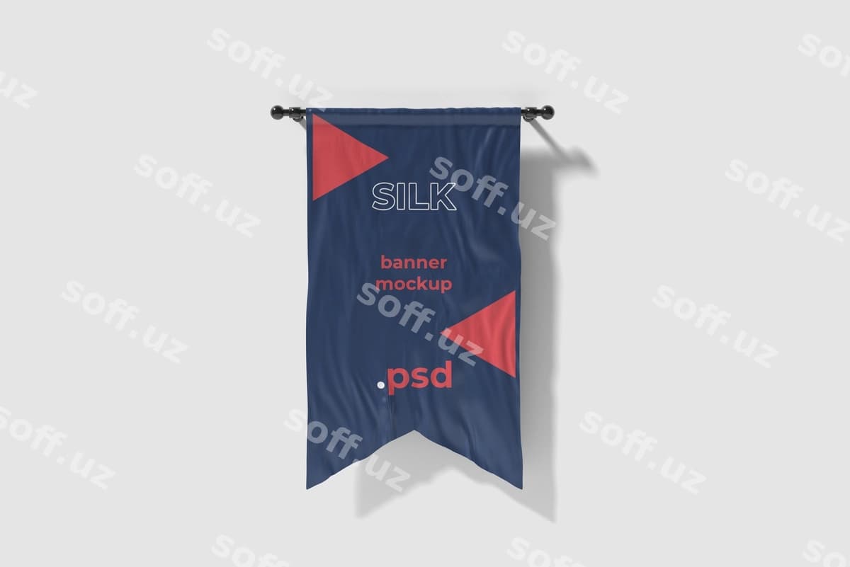 Kesilgan hitam bayroq namunasi | Cut silk flag mockup