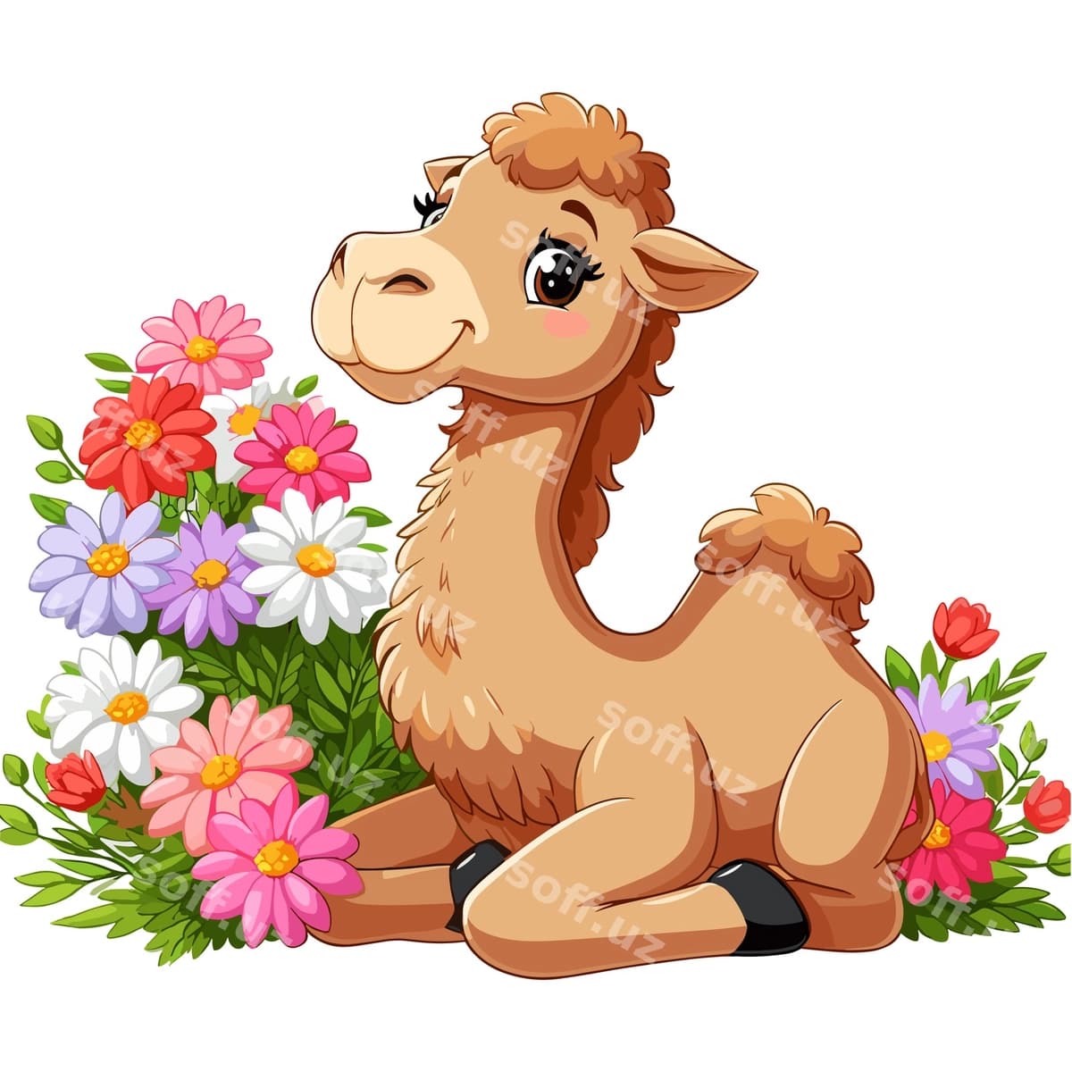 Yoqimli gʻambar vektor karyunka illustratsiyasi | Cute camel vector cartoon illustration