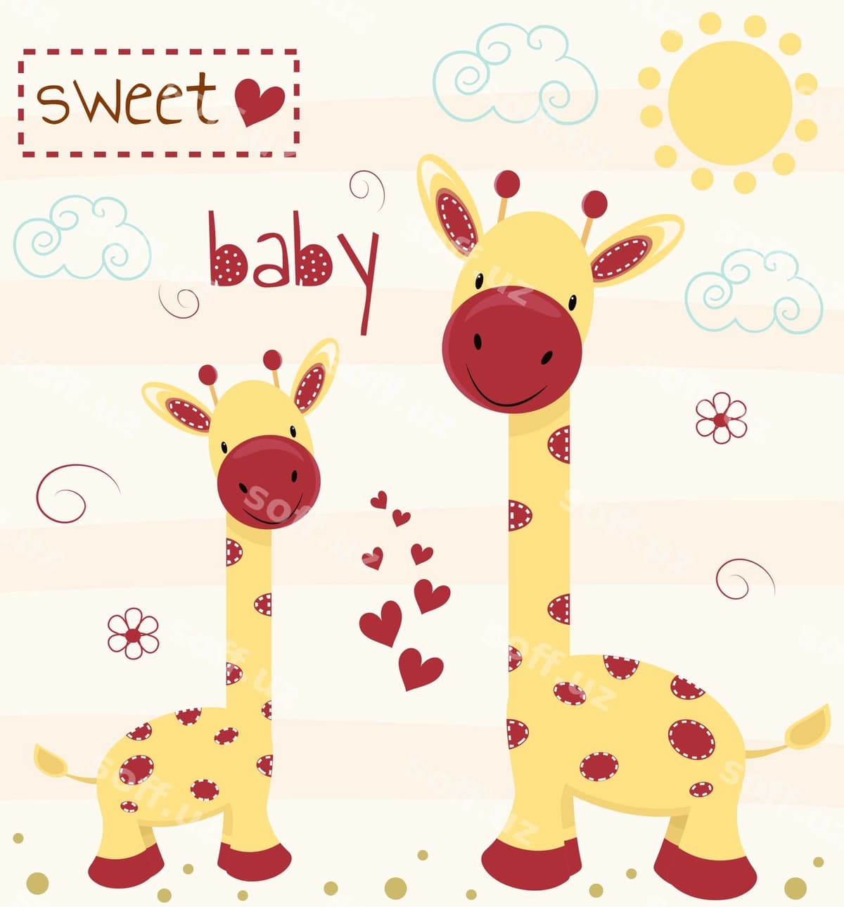 Chiroyli girafflar shirin bolalar yozuvni bilan | Cute giraffes with sweet baby inscription