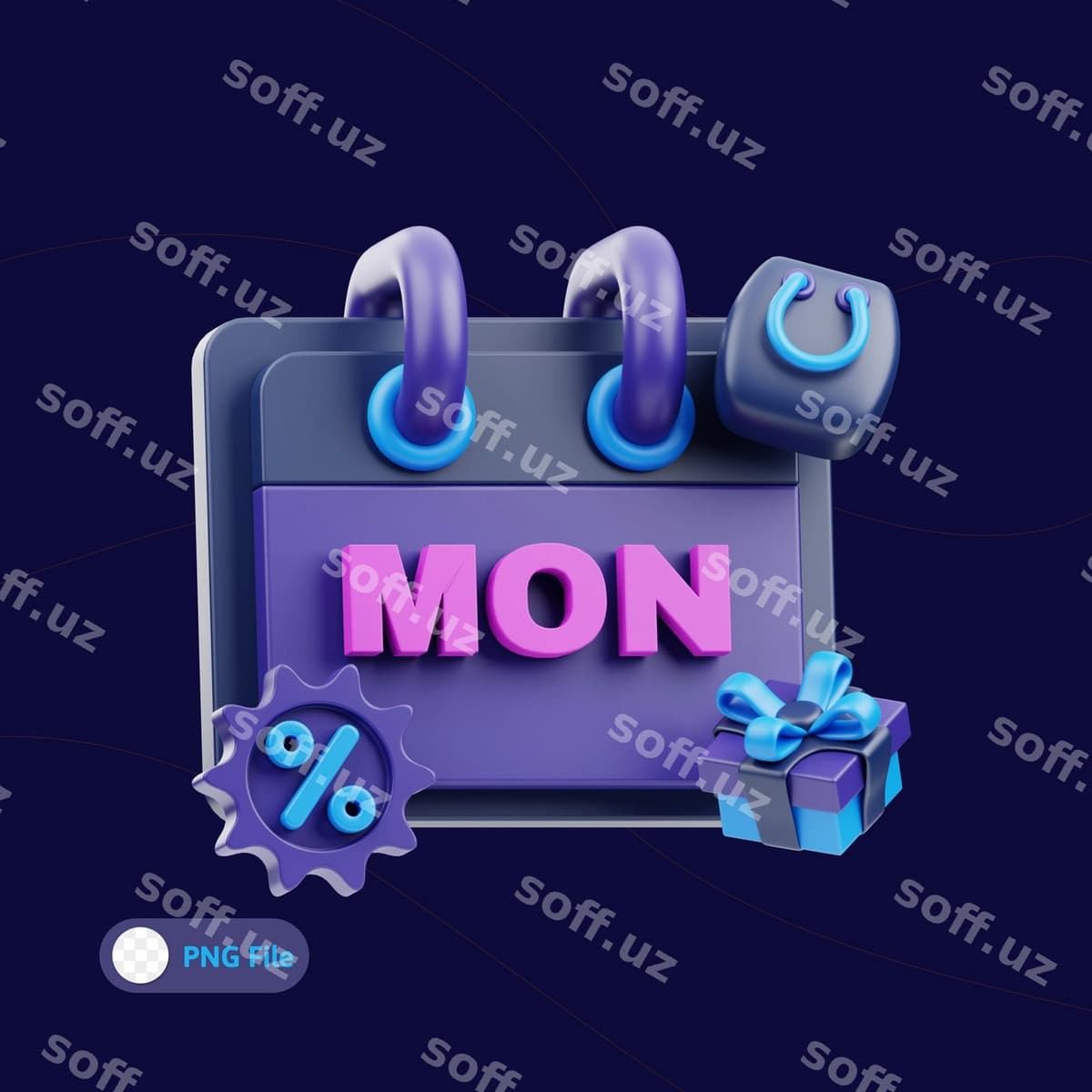 Cyber Monday kalendar 3D illustratsiyasi | Cyber monday calendar 3d illustration