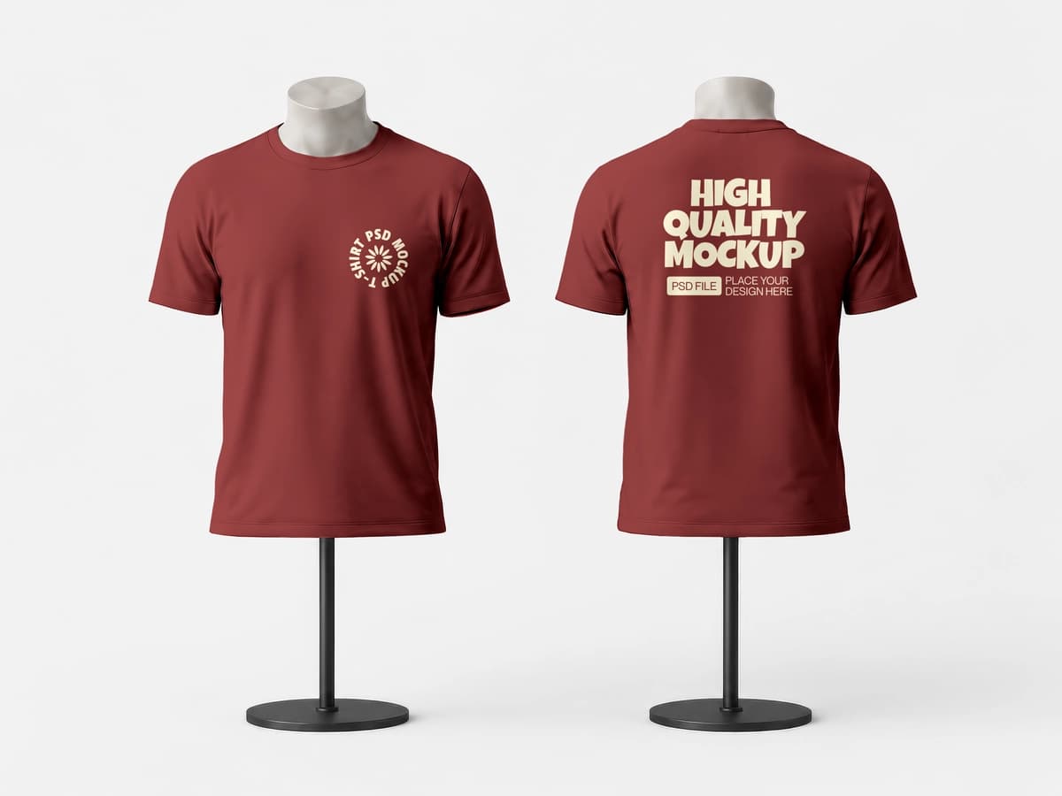 Oldindan orqa ko'rinishdagi qizil futbolka maketi manekenlari | Front back view red t shirt mockup mannequins