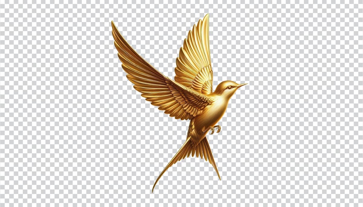 Keng qanotli uchayotgan oltin qush | Soaring golden bird with broad wings
