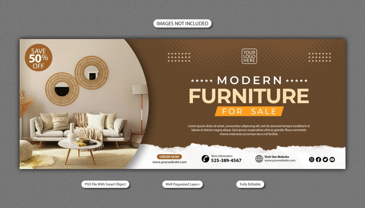 Zamonaviy mebel sotish ijtimoiy media banner instagram post shablon | Modern furniture sale social media banner instagram post template